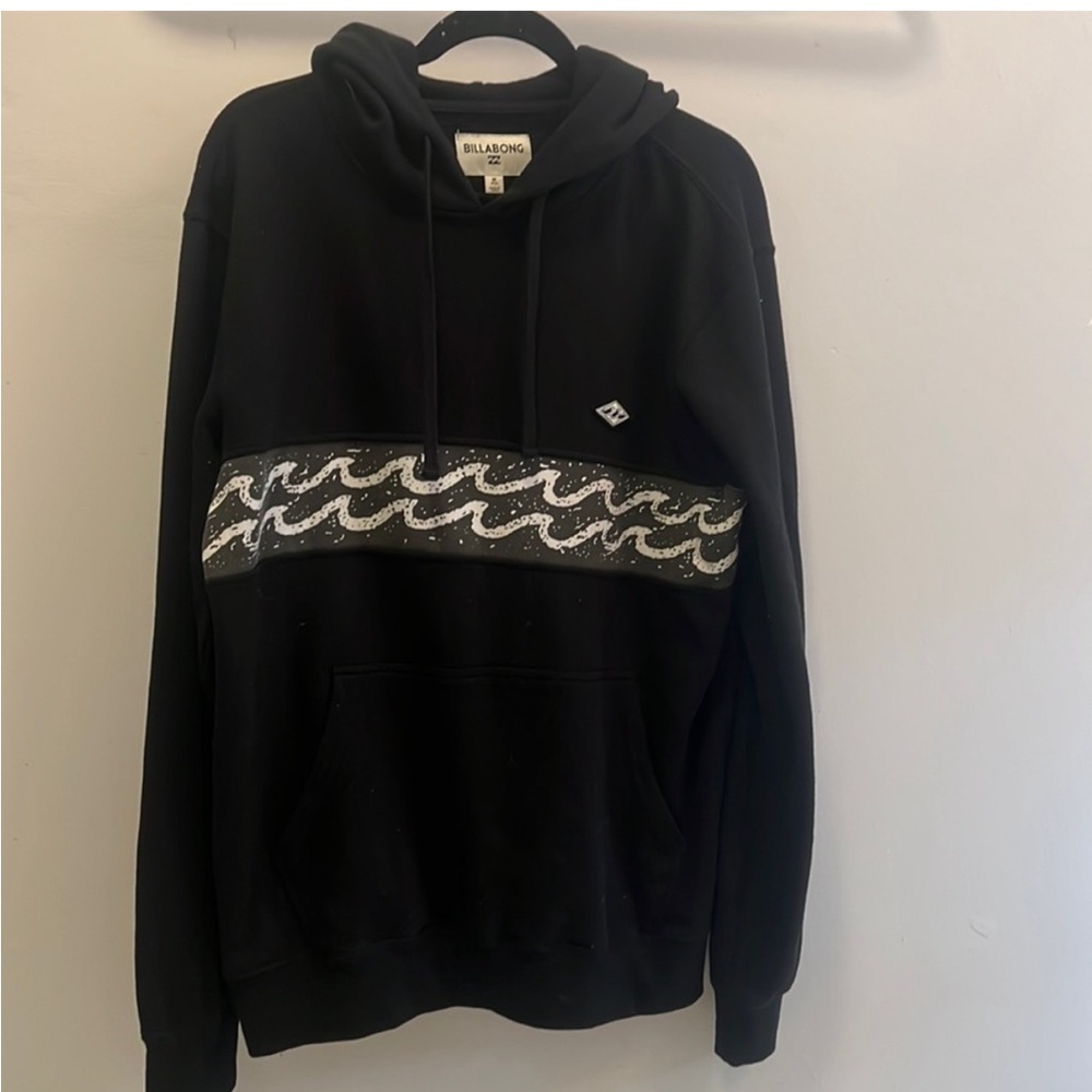 Billabong Black Hoodie with White Wave Panel